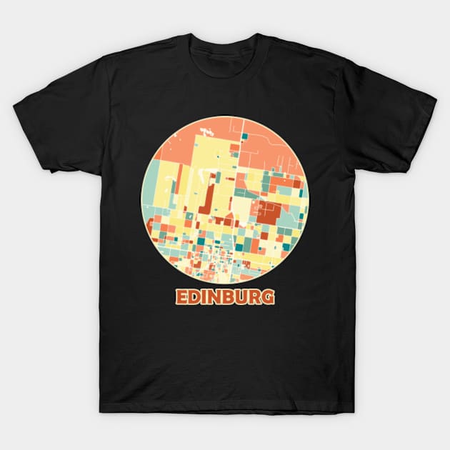 Edinburg Texas map in mozaique colors T-Shirt by SerenityByAlex